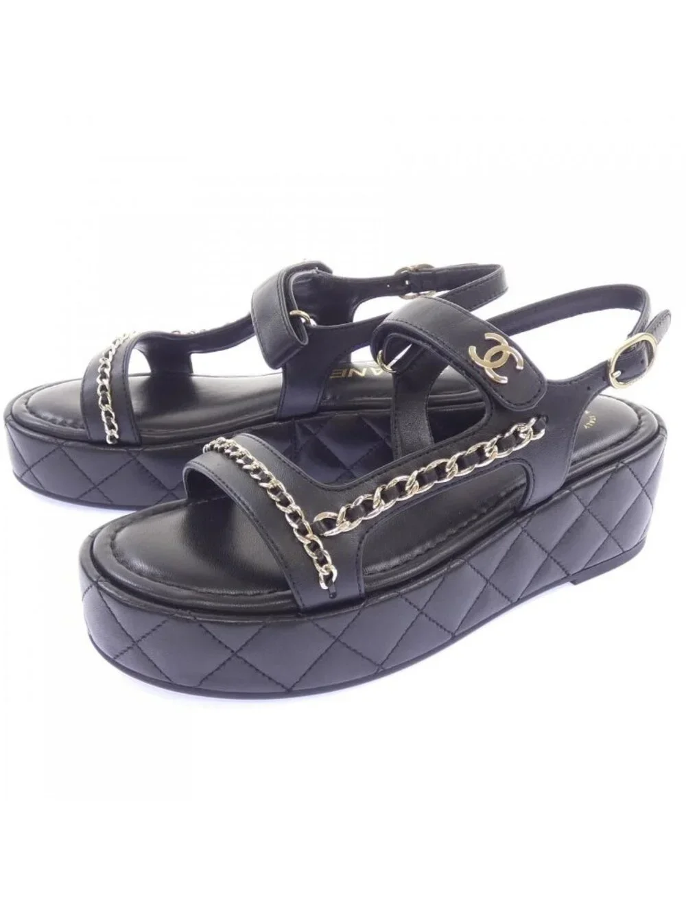 Chanel Quilted Sandals Black